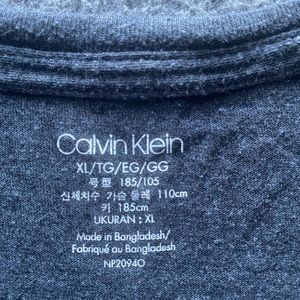 Gray long sleeve Calvin Klein tee shirt.